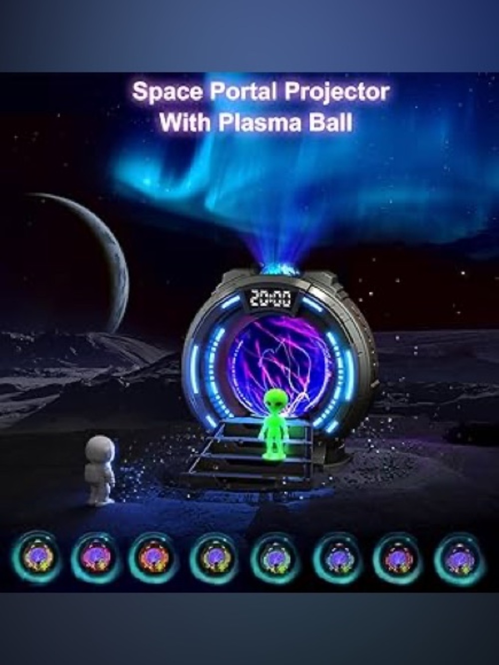 Warp Gate Projection Plasma Ball Alien Lamp Clock w/Alarm Kids/Teens